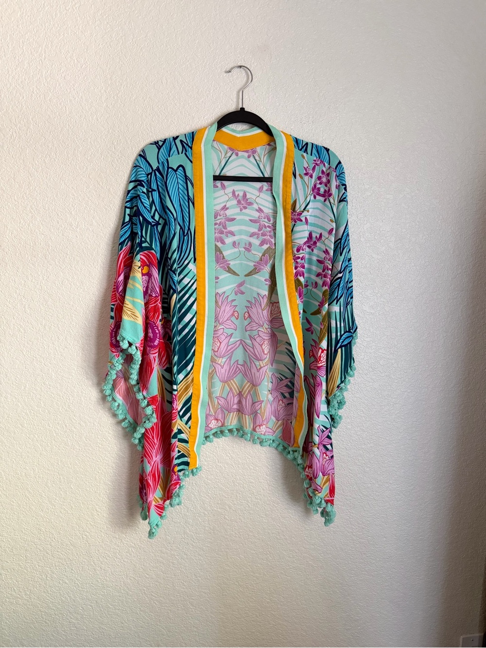 Trina Turk Terra Nostra Kimono Swim Cover Up Tasseled OS - Picture 2 of 6